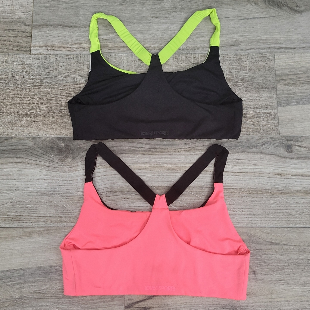 Set of 2 Love & Sports Sophia Colorband Compression Sports Bras Women's L 12-14 - Picture 4 of 7
